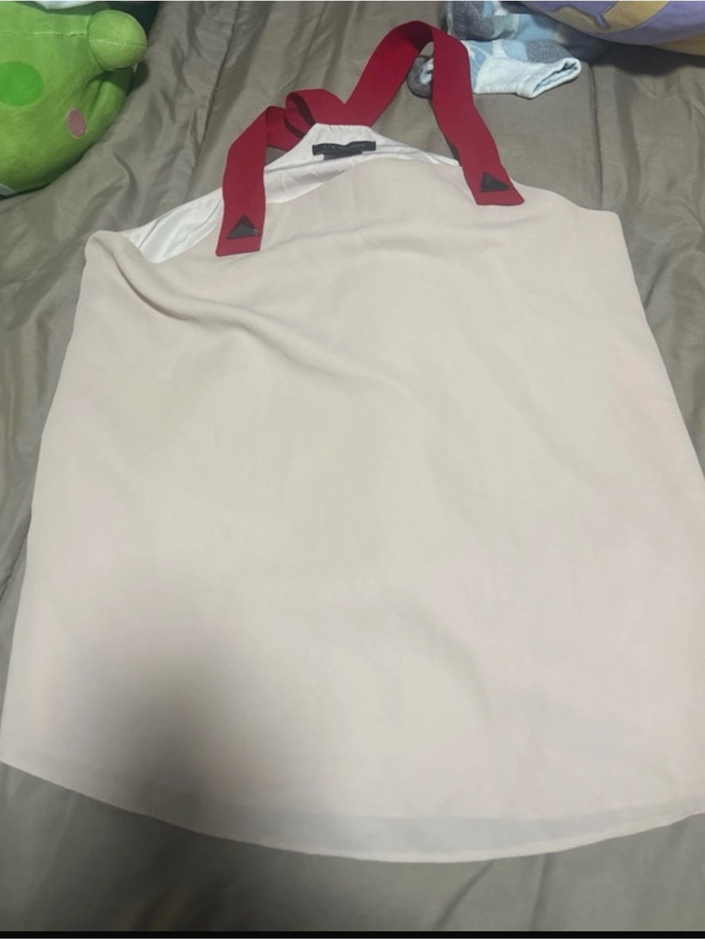 Armani Exchange Cream Tank Top with Red Straps